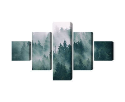 Ljuddämpande tavla - Fog in the green forest