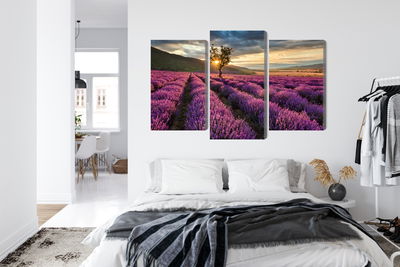 Ljuddämpande tavla - Lavender field at sunset 3d