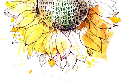 Ljuddämpande tavla - Sunflower with zero-one code