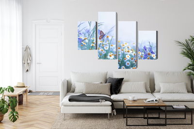 Ljuddämpande tavla - Butterfly and wildflowers