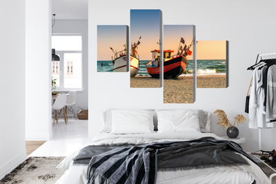 Ljuddämpande tavla - Fishing boats on the beach