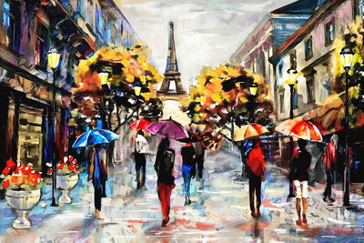 Ljuddämpande tavla - People with colorful