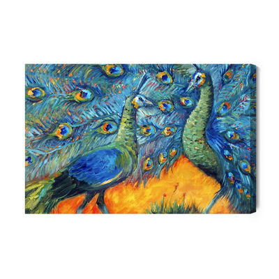 Ljuddämpande tavla - Colorful peacocks