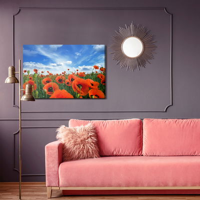 Ljuddämpande tavla - Blooming poppies in a meadow