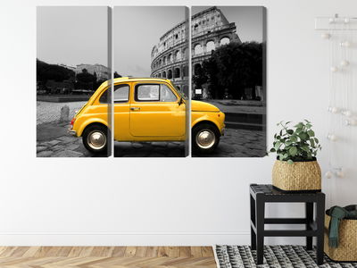 Ljuddämpande tavla - Yellow retro car