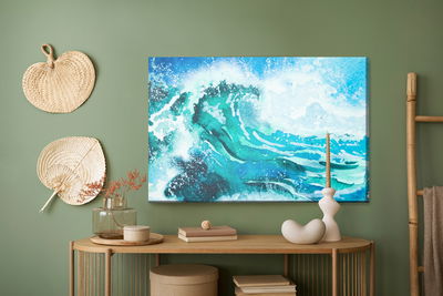 Ljuddämpande tavla - Watercolor sea and waves