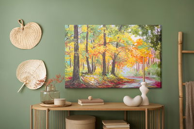 Ljuddämpande tavla - Path in the autumn 3d forest