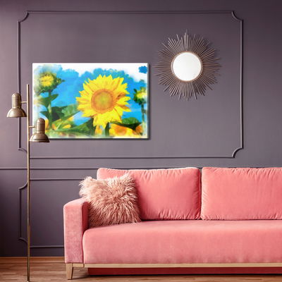 Ljuddämpande tavla - Sunflowers as if painted