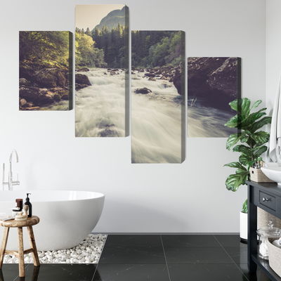 Ljuddämpande tavla - Mountain river in the forest