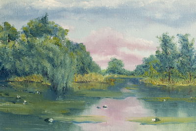 Ljuddämpande tavla - Forest over the water