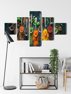 Ljuddämpande tavla - Herbs and spices on spoons