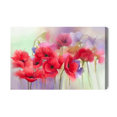 Ljuddämpande tavla - Colorful poppies painted