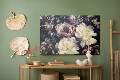 Ljuddämpande tavla - Peonies in dark colours