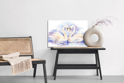 Ljuddämpande tavla - Loving swans