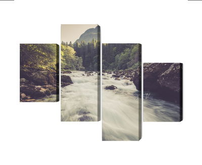 Ljuddämpande tavla - Mountain river in the forest