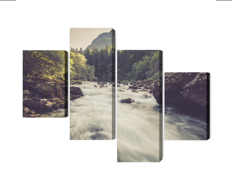 Ljuddämpande tavla - Mountain river in the forest