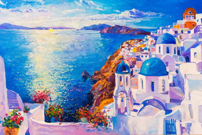 Ljuddämpande tavla - Sea in greece