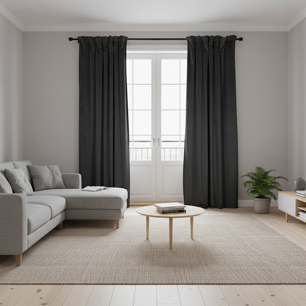 Extra bred ljuddämpande gardin – Silent Curtain Feltra (420cm 250cm Mörkgrå (95) Med mörkläggning)