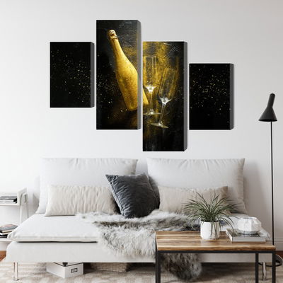 Ljuddämpande tavla - Golden bottle of champagne