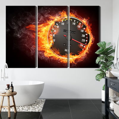 Ljuddämpande tavla - Speedometer in flames