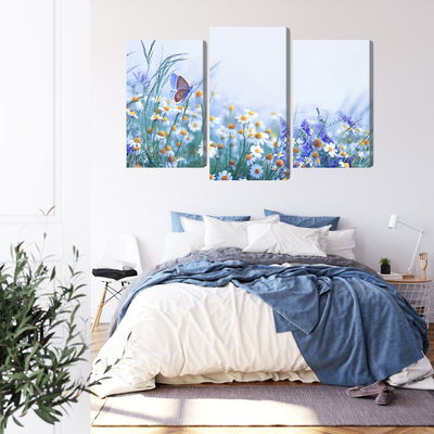 Ljuddämpande tavla - Butterfly and wildflowers