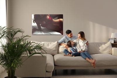 Ljuddämpande tavla - Woman in lingerie on the bed