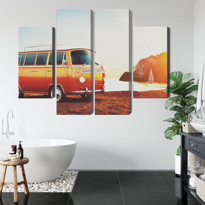Ljuddämpande tavla - Retro car on the beach