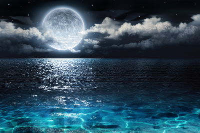 Ljuddämpande tavla - Sea at night with the moon