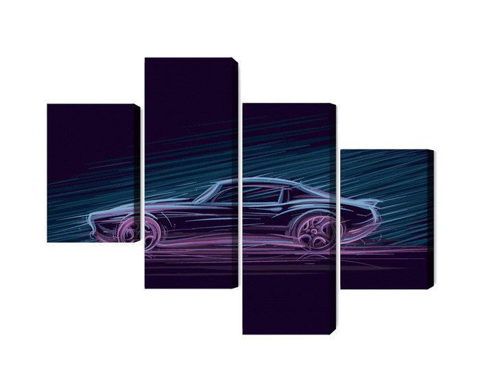 Ljuddämpande tavla - Neon muscle car