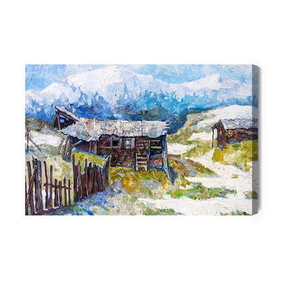 Ljuddämpande tavla - Old huts in the mountains