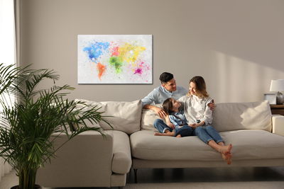 Ljuddämpande tavla - Colorful world map painted