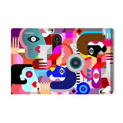 Ljuddämpande tavla - Abstract colorful faces