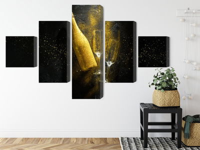 Ljuddämpande tavla - Golden bottle of champagne