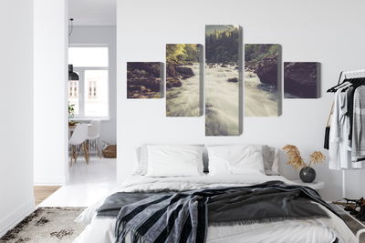 Ljuddämpande tavla - Mountain river in the forest