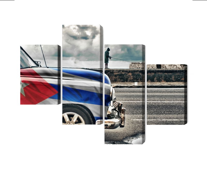 Ljuddämpande tavla - A car with a cuban flag