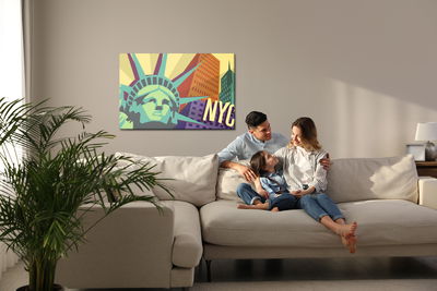 Ljuddämpande tavla - Colorful New York in retro