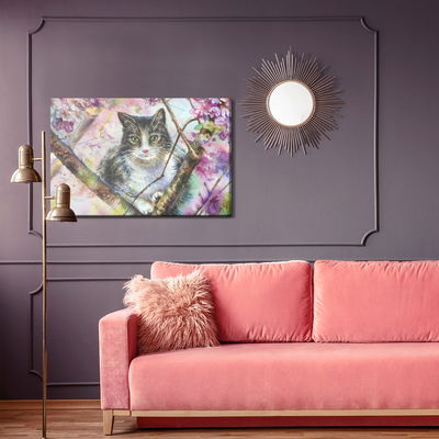 Ljuddämpande tavla - Cat in a flowering garden