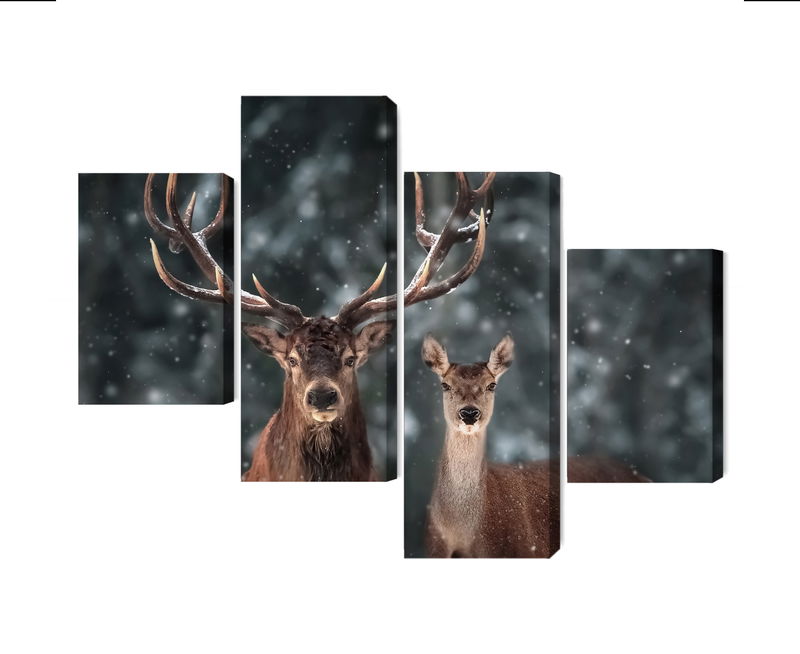 Ljuddämpande tavla - Deer and doe in the 3d forest