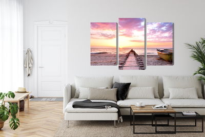 Ljuddämpande tavla - Boat on the beach 3d