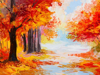 Ljuddämpande tavla - Forest landscape in autumn