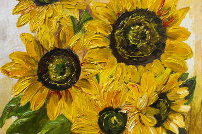 Ljuddämpande tavla - Sunflowers as if painted