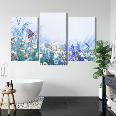 Ljuddämpande tavla - Butterfly and wildflowers