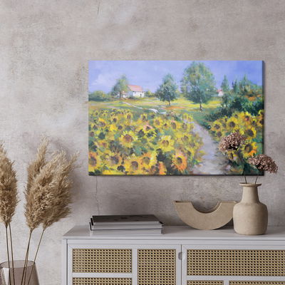 Ljuddämpande tavla - A landscape with sunflowers