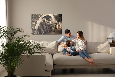 Ljuddämpande tavla - Wine barrels in an old retro