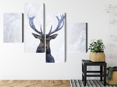 Ljuddämpande tavla - Deer in the winter 3d forest