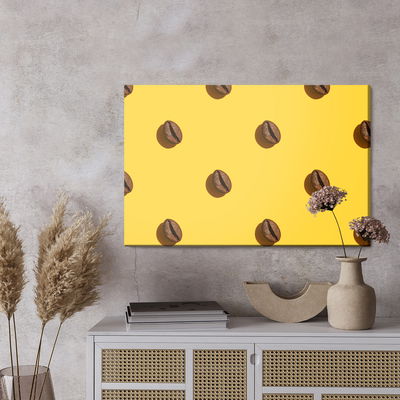 Ljuddämpande tavla - Coffee beans on a yellow