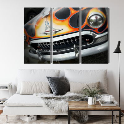 Ljuddämpande tavla - Antique car with flames