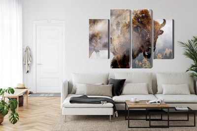 Ljuddämpande tavla - A bison on the background