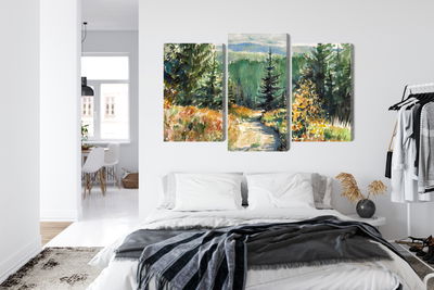 Ljuddämpande tavla - Forest landscape painted