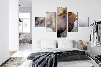 Ljuddämpande tavla - A bison on the background